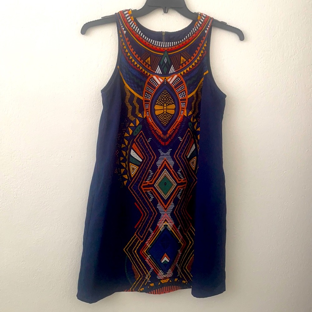 Funky Soul Sleeveless Dress Multi Color Print Design Size Medium.